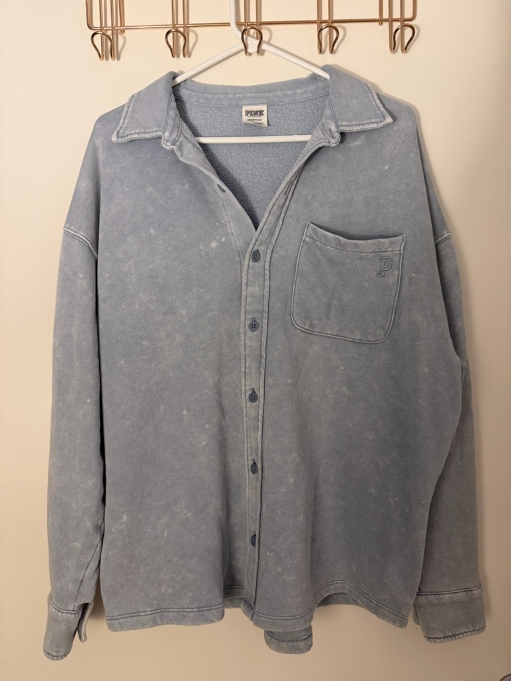 VS Pink Light Blue Washed Soft Button-Up Shirt